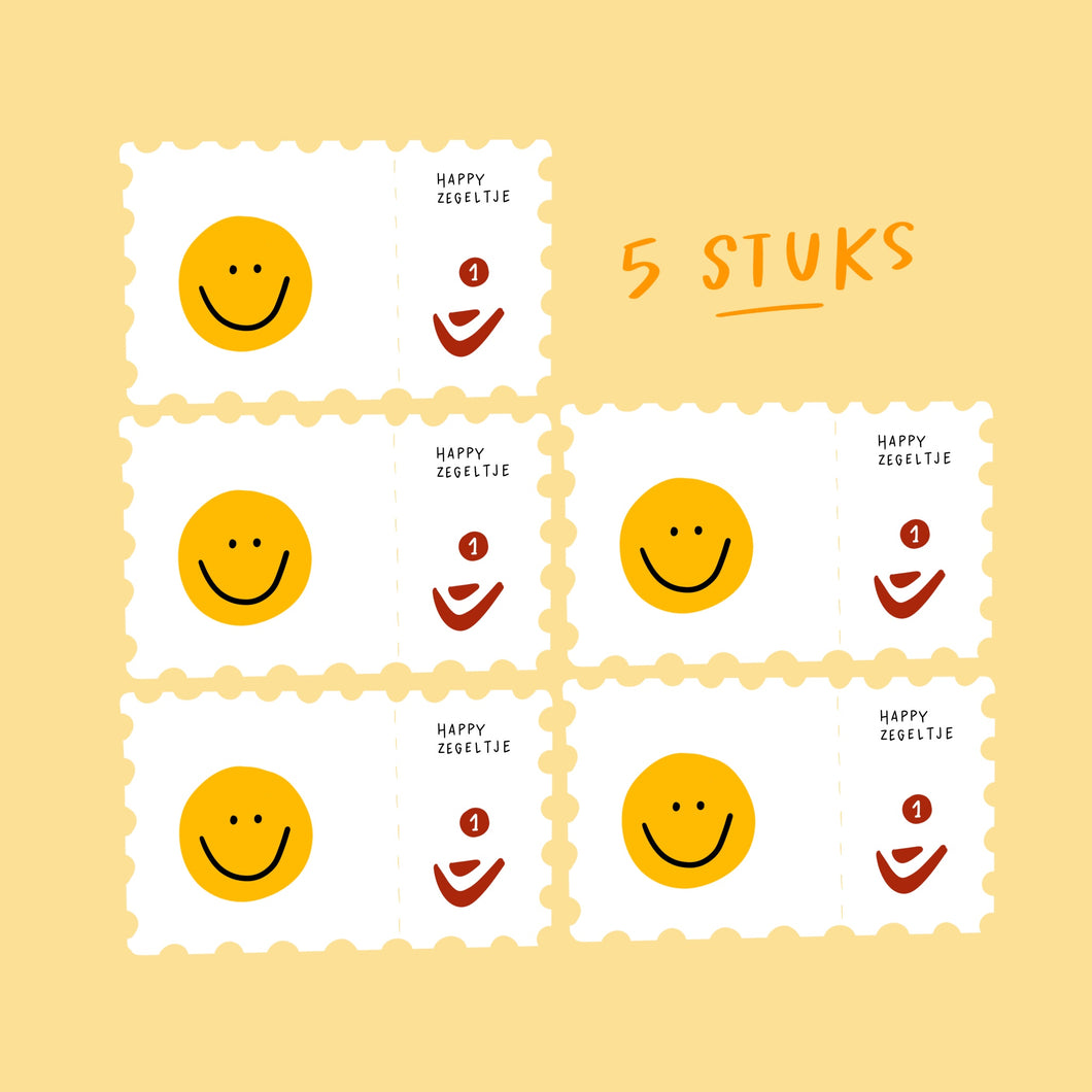 Smiley-postzegels (5 stuks) 🙂🙃