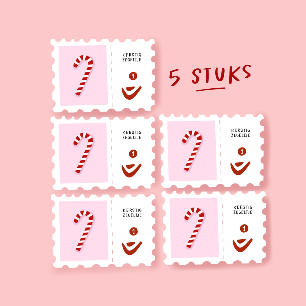 Zuurstokkie-postzegels (5 stuks) 🎄