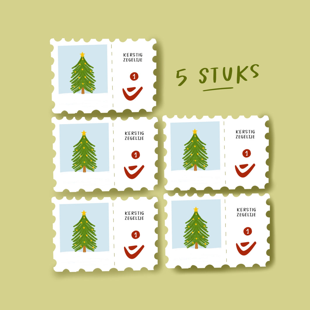 Kerstboompjes-postzegels (5 stuks) 🎄